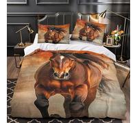 TFEDACVSS Powerful Horse Comforter Cover 3D Print Super Soft 3-Piece Bed Set Hidden Zipper Duvet Cover Hotel Quality Durable for Adults Women Kids Girls Boys Teens Super king（260x220cm）
