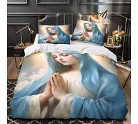 TFEDACVSS Praying Woman Duvet Cover 3D Design Printed Durable 3 Pieces Bed Set Zipper religious Comforter Cover Hotel Quality Breathable for Kids Adults Women Teens Youth Boys Double（200x200cm）
