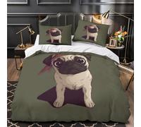 TFEDACVSS Pug Puppy Comforter Cover 3D Design Printed Durable 3 Pcs Bedding Set Zipper Cartoon Cute Duvet Cover Super Soft All Season for Kids Girls Boys Adults Women Teens Super king（260x220cm）