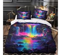 TFEDACVSS Rainbow Falls Comforter Cover 3D Print Hotel Quality 3-Piece Bed Set Hidden Zipper Fantasy Quilt Cover Extra Soft All Season for Adults Women Kids Girls Boys Teens Super king（260x220cm）