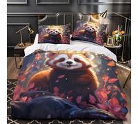 TFEDACVSS Red Panda Cute Comforter Cover 3D Print Premium 3-Piece Bed Set Hidden Zipper digital Quilt Cover Extra Soft Machine Washable for Adults Women Kids Girls Boys Youth Super king（260x220cm）