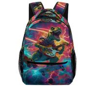 TFEDACVSS Rex Guitar Player-vibrant Neon StyleDaypack PSchool Backpack for Cute Backpack School Bag, Plain Backpack for Eenage Lots Pockets Travel with Side PocketsOne Size