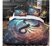 TFEDACVSS Scorpion Zodiac Comforter Cover 3D Design Printed Luxurious 3 Piece Bedding Set Zipper Quilt Cover Super Soft Anti-allergic for Kids Adults Women Girls Boys Teens Super king（260x220cm）