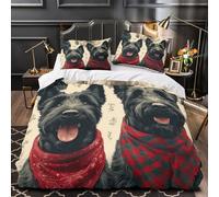 TFEDACVSS Scotch Terrier Comforter Cover 3D Design Printed Hotel Quality 3 Piece Bedding Set Zipper Duvet Cover Super Soft Breathable for Adults Kids Girls Boys Women Youth Single（135x200cm）