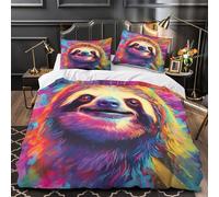 TFEDACVSS Sloth Face Quilt Cover 3D Design Printed Luxurious 3 Pcs Bedding Set Zipper vibrant Pop Duvet Cover Super Soft All Season for Kids Adults Women Teens Youth Girls King（220x240cm）