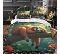 TFEDACVSS Sloth Sleeping Quilt Cover 3D Design Printed Easy Care 3-Piece Bedding Set Zipper Duvet Cover Hotel Quality Durable for Teens Adults Women Kids Girls Boys Super king（260x220cm）