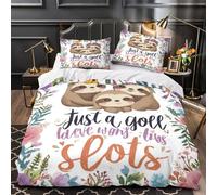 TFEDACVSS Sloths with Flowers Comforter Cover 3D Design Printed All Season 3 Piece Bedding Set Zipper Duvet Cover Ultra Soft Machine Washable for Kids Teens Adults Women Youth Super king（260x220cm）