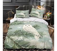 TFEDACVSS Snowy Owl Perched Quilt Cover 3D Design Printed Super Soft 3 Pcs Bedding Set Zipper Comforter Cover Premium Anti-allergic for Kids Adults Women Teens Youth Boys Single（140x200cm）