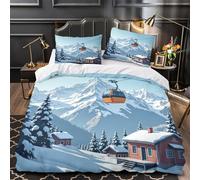 TFEDACVSS SnowyMountain Quilt Cover 3D Print Super Soft 3 Pcs Bedding Set Hidden Zipper Comforter Cover Ultra Soft Wrinkle-Resistant for Teens Adults Women Kids Girls Boys Double（200x200cm）