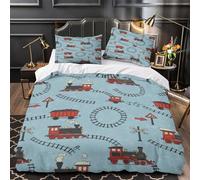 TFEDACVSS Train Tracks Pattern Comforter Cover 3D Print Luxurious 3 Piece Bedding Set Hidden Zipper Quilt Cover Ultra Soft Hypoallergenic for Children Girls Boys Adults Women Teens King（220x240cm）