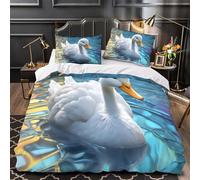 TFEDACVSS White Duck Floating Quilt Cover 3D Print Machine Washable 3 Pieces Bed Set Hidden Zipper Comforter Cover Extra Soft Hypoallergenic for Adults Kids Teens Women Youth Single（140x200cm）