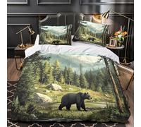 TFEDACVSS Wild Bear Forest Duvet Cover 3D Design Printed Hypoallergenic 3 Pieces Bedding Set Zipper Quilt Cover Ultra Soft Washable for Teens Kids Girls Boys Women Adults Super king（260x220cm）