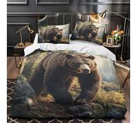 TFEDACVSS Wild Bear Forest Scene Quilt Cover 3D Print Extra Soft 3PCs Bed Linen Hidden Zipper Comforter Cover Premium Anti-allergic for Adults Teens Women Kids Girls Boys Single（135x200cm）