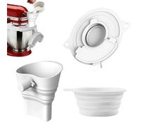 TFFUAM Flour Funnel Kit for Stand Mixer | 3-in-1 Accessory Set with Splash Guard Lid & Measuring Cup | for 4.5-5 Qt Tilt-Head Mixers | Food-Grade Silicone, Collapsible Funnel, Easy to Store & Clean