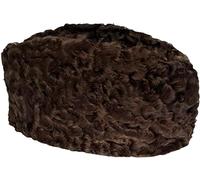 TFGO JINNAH Kufi Fur Hat Diplomat Winter Headwear for Men Karakul Fur Cap Broadtail Winter Hat Men's (UK, Alpha, XL, Brown)