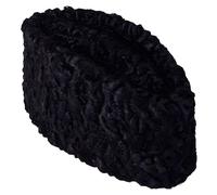 TFGO JINNAH Kufi Fur Hat Diplomat Winter Headwear for Men Karakul Fur Cap Broadtail Winter Hat Men's (UK, Alpha, S, Black)