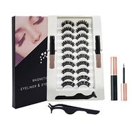 TFHAllOSTYLE Updated 3D Magnetic Eyelashes Kit, with 2 Tubes of Magnetic Eyeliner Nature Look & Tweezers, Eyelashes Russian Strip Lashes Natural Wispy Fluffy 3D Effect Fake Eyelashes 10 Pairs Pack
