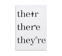 TFHISTRZGV The Their There They're Poster, Common Grammar Mistakes Wall-Art, Witty Quote Print for Teachers, Students, Word Nerds Decor(Unframed,08X12inch(20X30cm))