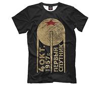 TFHsedftr3 Taiji СССР - Спутник t-Shirt Soviet Space programm USSR - Sputnik Moscow Black L
