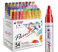 TFIVE Oil Based Paint Markers 54 Colors, Permanent Paint Pens Medium Tip | Waterproof, Quick Drying, Fade Resistant, Assorted Vivid Colors Marker Pens for Rock, Plastic, Wood, Metal, Glass, DIY Craft