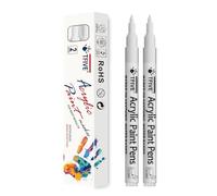 TFIVE White Paint Marker Paint Pens - 2 Pack Acrylic Permanent Marker, 0.7mm Extra Fine Tip Paint Pen for Art Projects, Drawing, Rock Painting, Ceramic, Glass, Wood, Plastic, Metal, Canvas DIY Crafts
