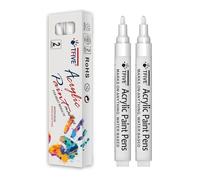 TFIVE White Paint Marker Paint Pens - 2 Pack Acrylic Permanent Marker, 2-3mm Medium Tip, Paint Pen for Art Projects, Drawing, Rock Painting, Ceramic, Glass, Wood, Plastic, Metal, Canvas DIY Crafts