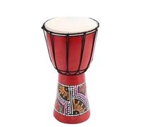 TFixol 4 Inch Compact Size Wooden African Drum Djembe Bongo Hand Drum Percussion Musical Instrume with Pattern (Patterns Random very) Red