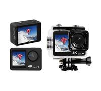 TFixol 4K 60FPS Action Camera 24MP WiFi Sports Camera 170°Wide Angle Lens Dual Screen -Shake 30M/98ft with Housing Mounting Accessories Kit for Diving Surfing Skiing Cycling Black