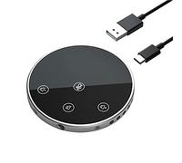 TFixol Desktop USB Conference Speakerphone Microphone 360° Omnidirectional Condenser Plug & Play PC Computer Mic with Speaker -Sensor Buttons Mute/ion Compatible with for PC Laptop Video Black