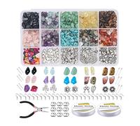 TFixol DIY Crystal Jewelry Making Kit with 15 Grids Gemstone Beads Earring Hooks Elastic Wire Pliers Accessories for Bracelet Necklace Handcraft Great Beginners Multiple Matching Options Ideal Crafts