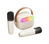 TFixol Karaoke Wirel Microphone and Speaker Set with 2 Microphone s for Birthday Par Desktop Home KTV Set Color Light Handheld Mic Portable Karaoke Speaker White
