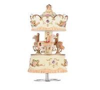 TFixol Laxury Windup 3-horse Carousel Music Box Artware/Melody Castle in the Sky/Purple/Blue/Gold Shade for Option