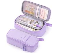 TFixol Polyester Pen Pencil Case Big Storage Pouch Bag with Zipper Closure Simple Style Hand-Held Band Easy to Carry for School Supplies College Teen Girls Adults