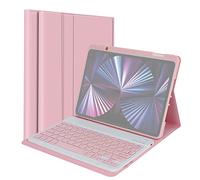 TFixol Wirel BT Keyboard USB Keypad with PU ing Case for Tablet Compatible with A 4 10.9in/ Air5 10.9in/ Pro 11in(2018)/ 11in(2020)/ 11in(2021)/ 11in(2022) Pink