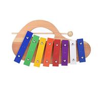 TFixol Wood Pine Xylophone 8-Note m Aluminum Plate with Handle Wooden Mallet Stick Exquisite Percussion Toddle Kid Musical Toy multicolor