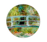 TFKFJLF Cute Anime Black Cat Mouse Pad, Kawaii Monet Small Mouse Pads for Desk Home Office, Cat Lover Gifts, Round Water Lilies Claude Monet Mouse pad, 8.7x8.7 Inch