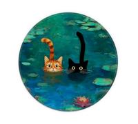 TFKFJLF Cute Anime Cat Mouse Pad, Kawaii Monet Mousepad Girly for Home Office Dorm Desktop Decor, Cat Lover Gifts, Round Water Lilies Claude Monet Mouse pad, 8.7x8.7 Inch