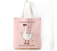 TFKFJLF Funny Coquette Pink Silly Goose Tote Bag, Cute Kawaii Canvas Tote Bag for Women, Goose Animal Lover Gifts For Women, Reusable Canvas Grocery Bags for Beach Shopping Aesthetic Shoulder Bags