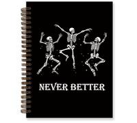 TFKFJLF Funny Skull Gothic Black Spiral Notebook Journal for Man, Goth Skull Work Notebook, Gothic Office Supplies, Aesthetic Office Supplies for Girls Desk 5.5x8.3