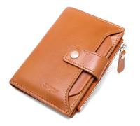TFKGS Leather Wallet Women RFID Blocking Slim Ladies Womens Wallet Bifold Compact Card Holder Small Wallet for Women red, Brown, 4 x 0.6 x 7.7 inches, Vintage