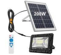 TFKK 200W Solar Street Light Waterproof, 16ft Wire 20000LM LED Security Flood Lights Outdoor, Automatic Dusk to Dawn Solar Lights Outdoor for Outside Garden Yard Path Parking Lot