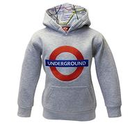 TFL?129K Kids Licensed Chain Stitch Embroidery Underground? Hoodie Grey (9-10)