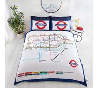 Rapport London Underground Duvet Cover, Polycotton, White, King, King (U.K. Standard)