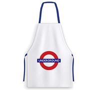 TFL London Underground Logo Apron Professional for BBQ, Baking, Cooking for Men Women / 100% Cotton, Craft Making (By LILAJ)