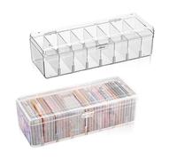 TFLPUO 2PCS Index Card Box, Clear Playing Card Case Deck Dividers Storage Box with Lid for Business Trading Sports Cards