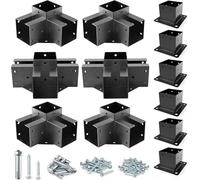TFMUZERT 3-Way & 4-Way Pergola Brackets, 4"x4" Pergola Kit, Wood Post Base Bracket for Gazebos, Patio Pergolas, Log Cabin, Wooden Beams (12PCS)