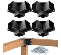 TFMUZERT 3-Way Pergola Brackets, 4"x4" Pergola Kit, Pergola Corner Bracket for Gazebos, Patio Pergolas, Log Cabin, Wooden Beams (4PCS)