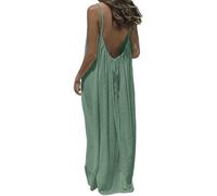 TFNOSIZE Women’s Summer Maxi Dress, Backless Spaghetti Strap Beach Dress, Loose Fit Casual Holiday Light Green