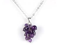 TFOOD Crystals Necklace, Funny Creative Natural Amethyst Grape Shape Pendant Gem Necklace Reiki Chakra Necklace Charm Crystal Jewerly For Women Men Girl Wife Couples Friend Gift