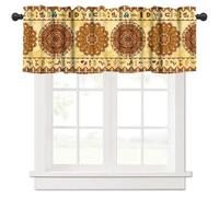 TFOSO Ancient Egyptian Valance Curtains,Retro Hieroglyphs Boho Mandala Geometric Drape for Kitchen Living Room Party Window Treatment 1 Panel 54" W x 18" L Inch